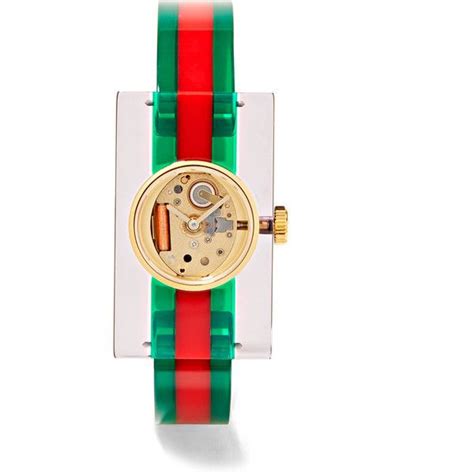 plexiglas and gold-tone watch gucci|Gucci yellow gold watch.